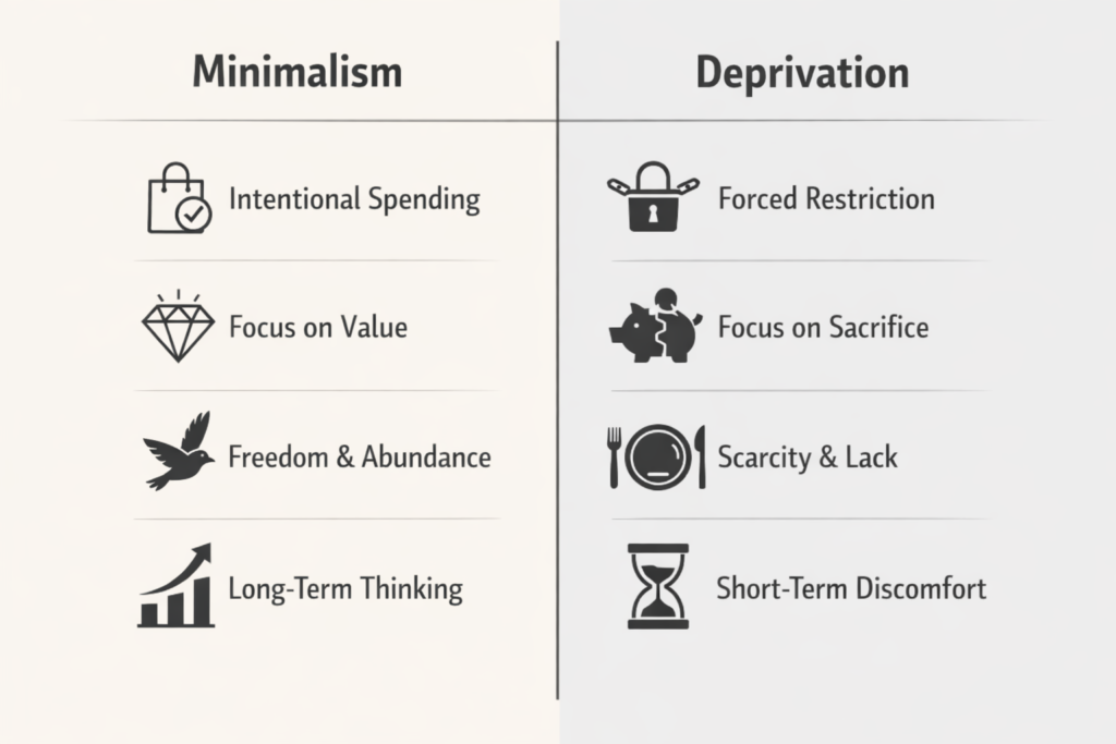 Minimalism vs deprivation infographic